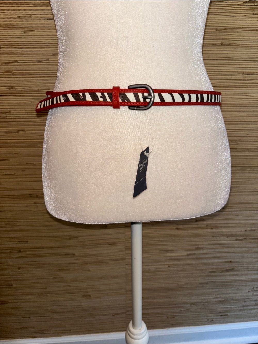 Abercrombie & Fitch Red Zebra-Print Women's Leather Belt XS Small nwt!